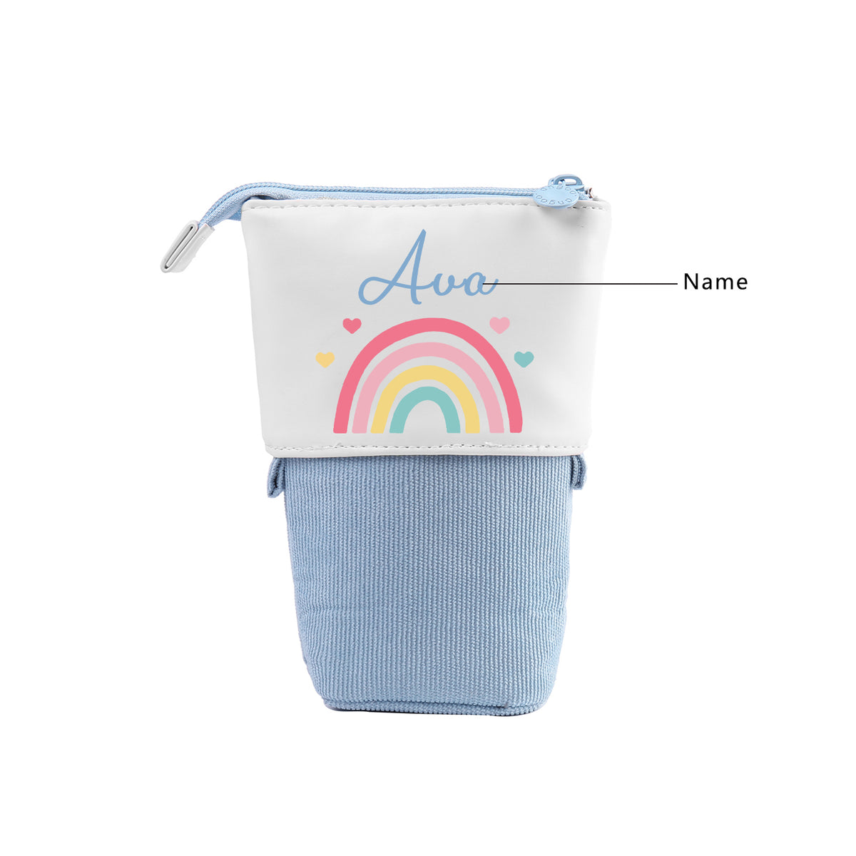 Personalisierter Name Regenbogen Leinwand PU-Leder Stifteetui Stifttasche