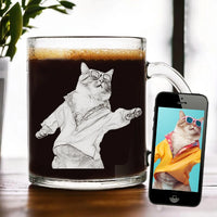 Geätztes Haustierbild-Rocks-Glas, personalisiertes Whiskyglas zum Vatertag, individuelles Glasgeschirr, einzigartiges Geschenk für Papa