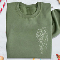 Individuell besticktes Portrait-Foto-Sweatshirt, einzigartiges Geschenk für Papa, Weihnachtsgeschenk