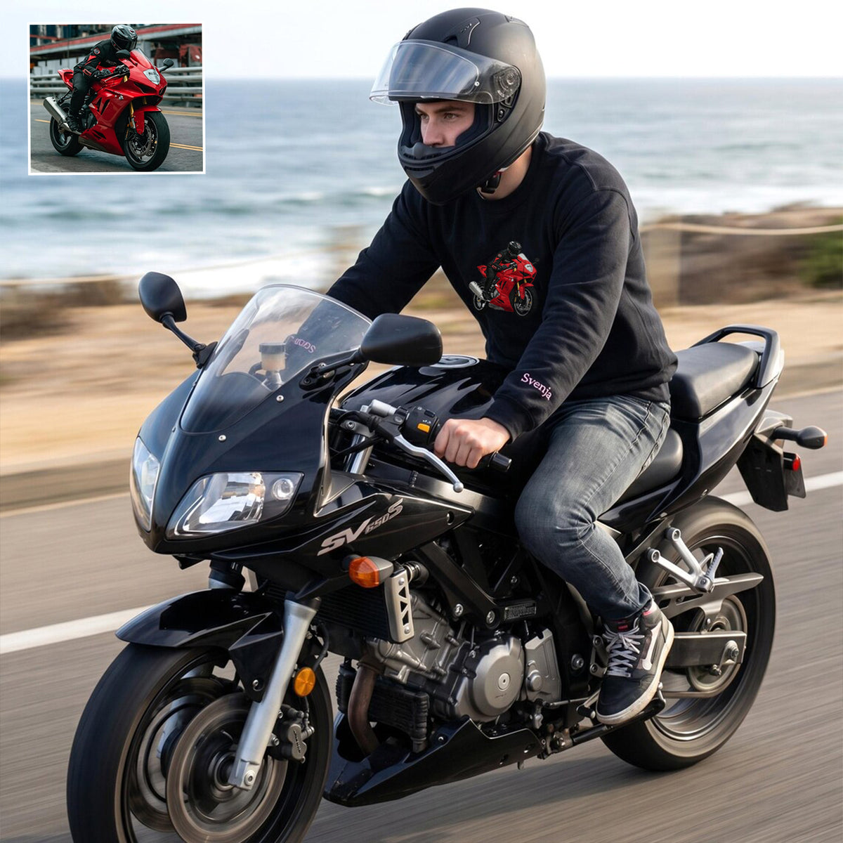 Personalisierte bestickte Motorrad-/Auto-Hoodies und T-Shirts – Geschenke für Autoliebhaber
