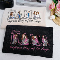 Trag dein Herz auf dem Ärmel – Personalisiertes Mama-Sweatshirt mit bestickten Kindernamen