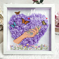 Personalisierter Bilderrahmen mit Rose & Schmetterling, Gravur mit den Namen der Familienmitglieder – Das Geschenk für Mama