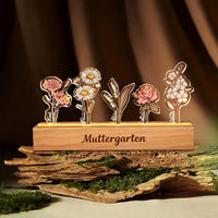 Persönlichkeitsbezogenes Geburtsblumen-3D-Kristall-Acryl-LED-Licht mit den Namen der Kinder
