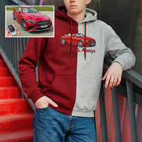 Maßgeschneiderter zweifarbiger Sweatshirt mit Auto-Stickerei – Personalisiertes Fahrzeug-Design 🚗