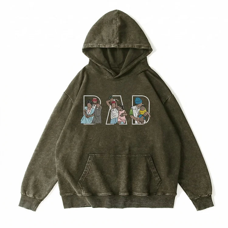 Individuell besticktes Foto T-Shirt, Sweatshirt, Hoodie, personalisiertes Familienporträt – Geschenk zum Vatertag oder Muttertag für Mama und Papa