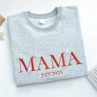Personalisiertes Mama-Sweatshirt mit Vollstickerei, Outfit für frischgebackene Mütter, Geschenkidee zum Muttertag