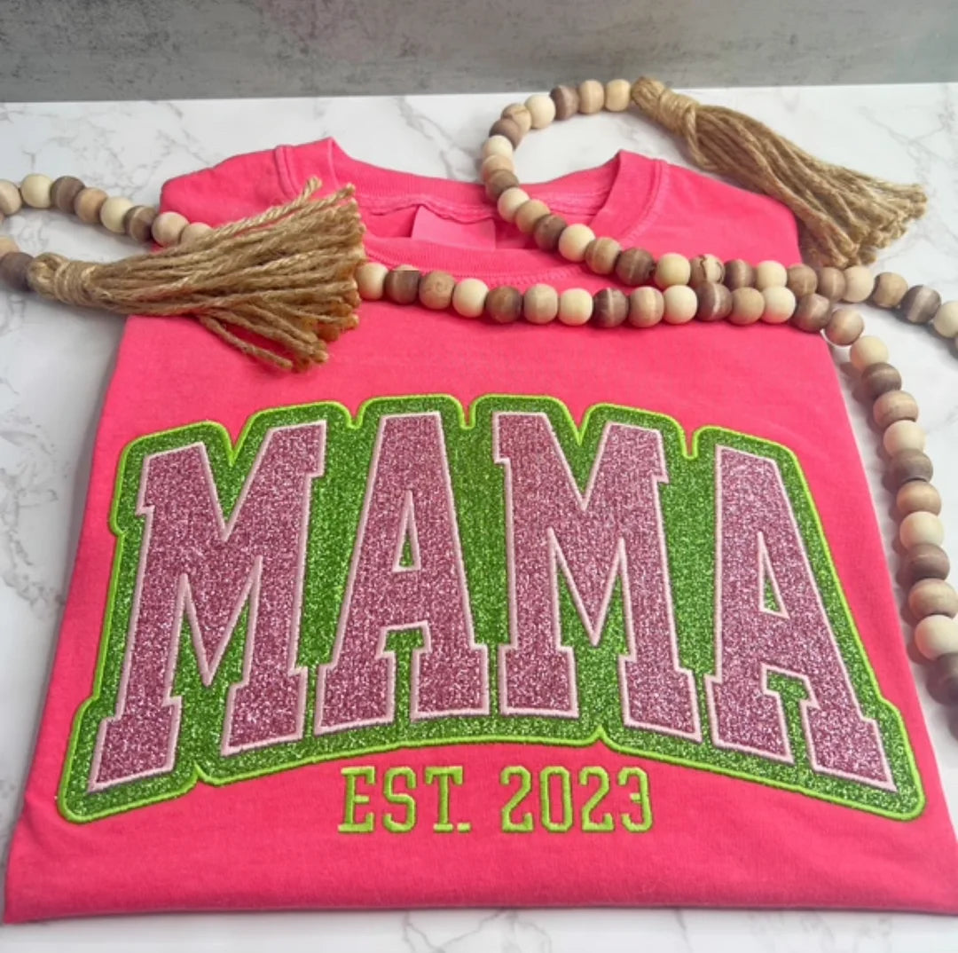 Personalisiertes Glitzer-Sweatshirt/Hoodie mit Mama-Applikationen, Geschenk für Mama