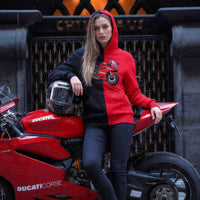 Zweifarbiger Hoodie mit Motorrad-Stickerei – Das perfekte Geschenk für Biker 🏍️