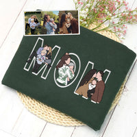 Sweatshirt/Hoodie mit individueller Foto-Porträtstickerei, Geschenk für Mama/Familie