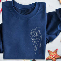 Individuell besticktes Portrait-Foto-Sweatshirt, einzigartiges Geschenk für Papa, Weihnachtsgeschenk