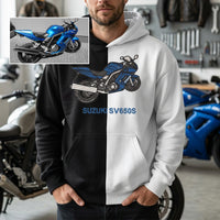 Maßgeschneiderter zweifarbiger Hoodie mit Motorrad-Stickerei – Personalisiertes Motorrad-Design 🏍️