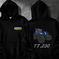Bestickter Hoodie mit individuellem Traktorenmotiv - personalisiertes Logo auf der Vorderbrust & Traktorenmotiv auf der Rückseite