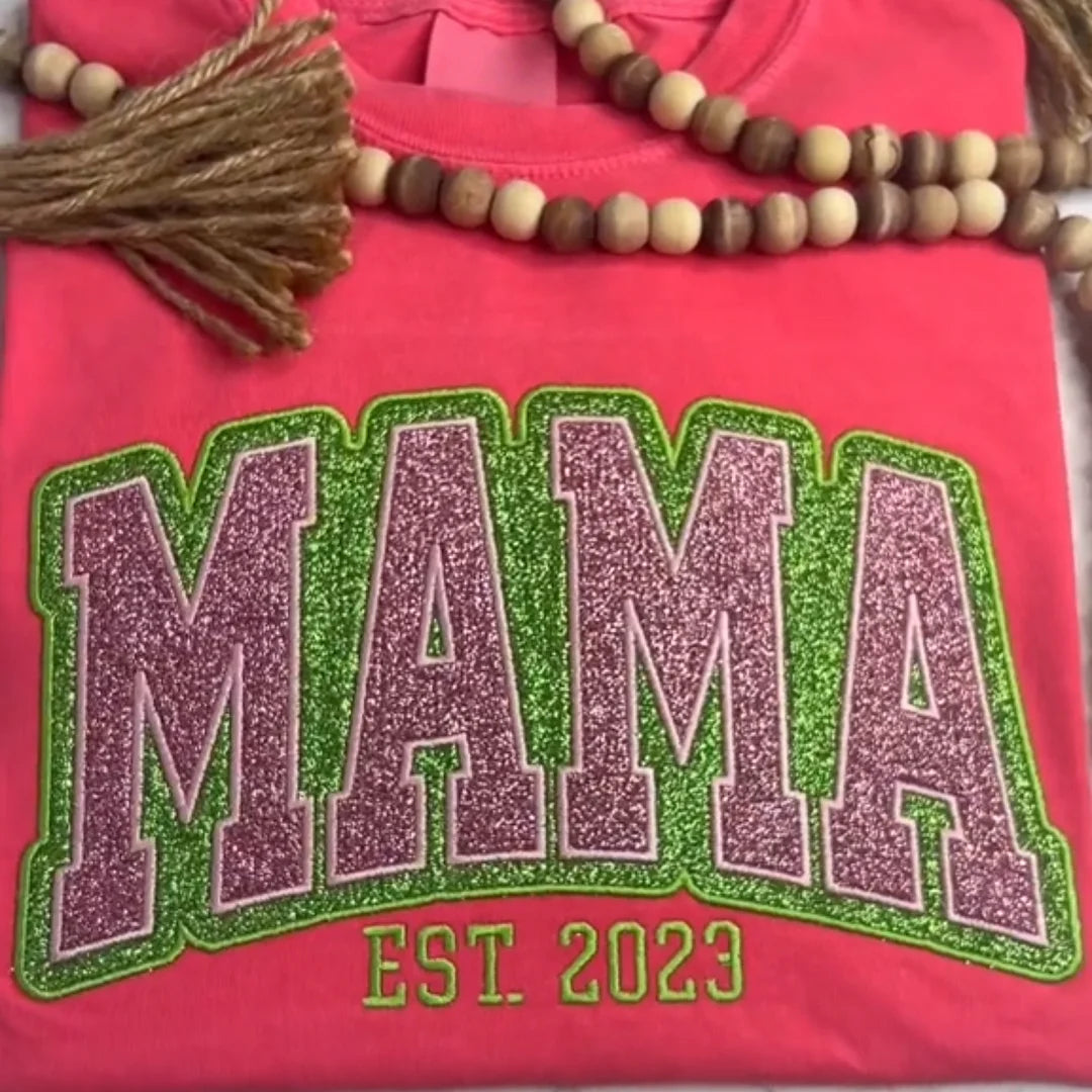 Personalisiertes Glitzer-Sweatshirt/Hoodie mit Mama-Applikationen, Geschenk für Mama