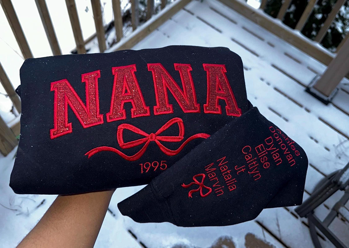 Glitzerbesticktes T-Shirt & Sweatshirt für Mama – Muttertag/personalisiertes Jahr