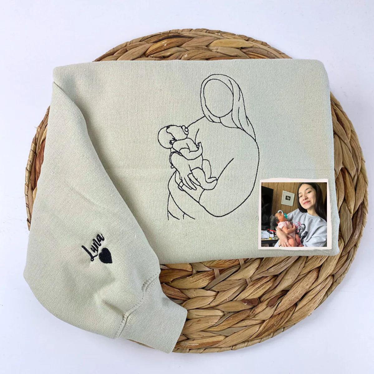 Individuell besticktes T-Shirt, Sweatshirt mit Mama-Porträt