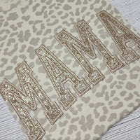 Besticktes Leoparden-Mama-Shirt, schwarzes Glitzer-T-Shirt, einfarbiges Muttertagsgeschenk für Mama