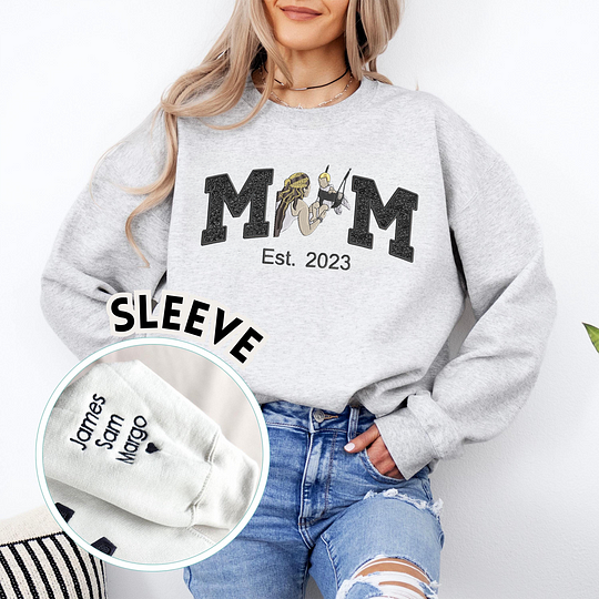 Personalisiertes, besticktes Glitzer-Sweatshirt/Hoodie mit Familienfoto