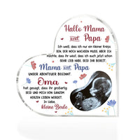 Personalisierter 1 Name & Text & Foto Acryl-Deko Hallo Papa und Mama Schreibtischdekoration für frischgebackene Eltern