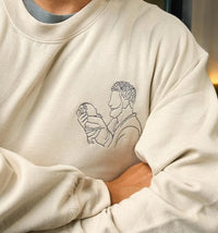 Personalisiertes Papa-Fotoshirt – Besticktes Porträt von Papa & Kindern – Individuelles Erinnerungsgeschenk zum Vatertag