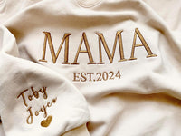 Personalisiertes Mama-Sweatshirt mit Vollstickerei, Outfit für frischgebackene Mütter, Geschenkidee zum Muttertag
