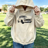 Gewaschener Vintage-Kapuzenpullover mit beidseitiger Auto-Stickerei
