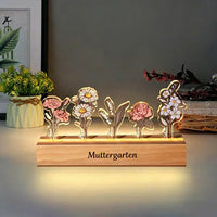 Persönlichkeitsbezogenes Geburtsblumen-3D-Kristall-Acryl-LED-Licht mit den Namen der Kinder