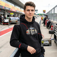 Individuelles Autofoto auf den Hoodie gestickt – Bestickter Auto-Hoodie für Autoliebhaber