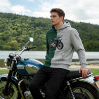 Maßgeschneiderter zweifarbiger Hoodie mit Motorrad-Stickerei – Personalisiertes Motorrad-Design 🏍️