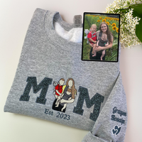 Personalisiertes, besticktes Glitzer-Sweatshirt/Hoodie mit Familienfoto