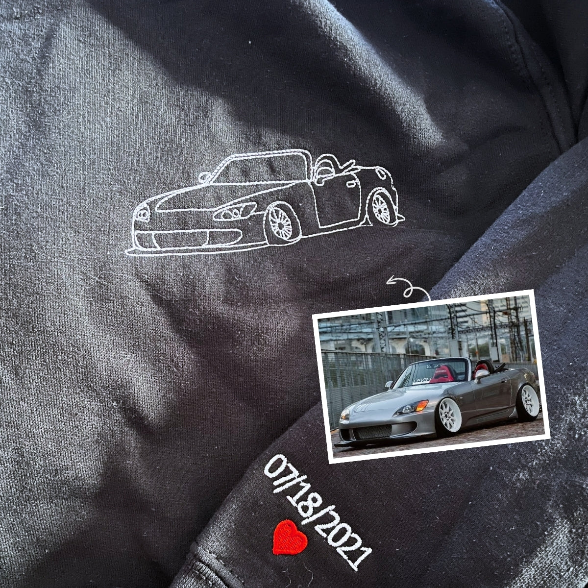 Individuell besticktes Trucker-Hoodie nach Ihrem Foto – Personalisierte Auto-Hoodies, personalisiertes Geschenk für LKW-Liebhaber
