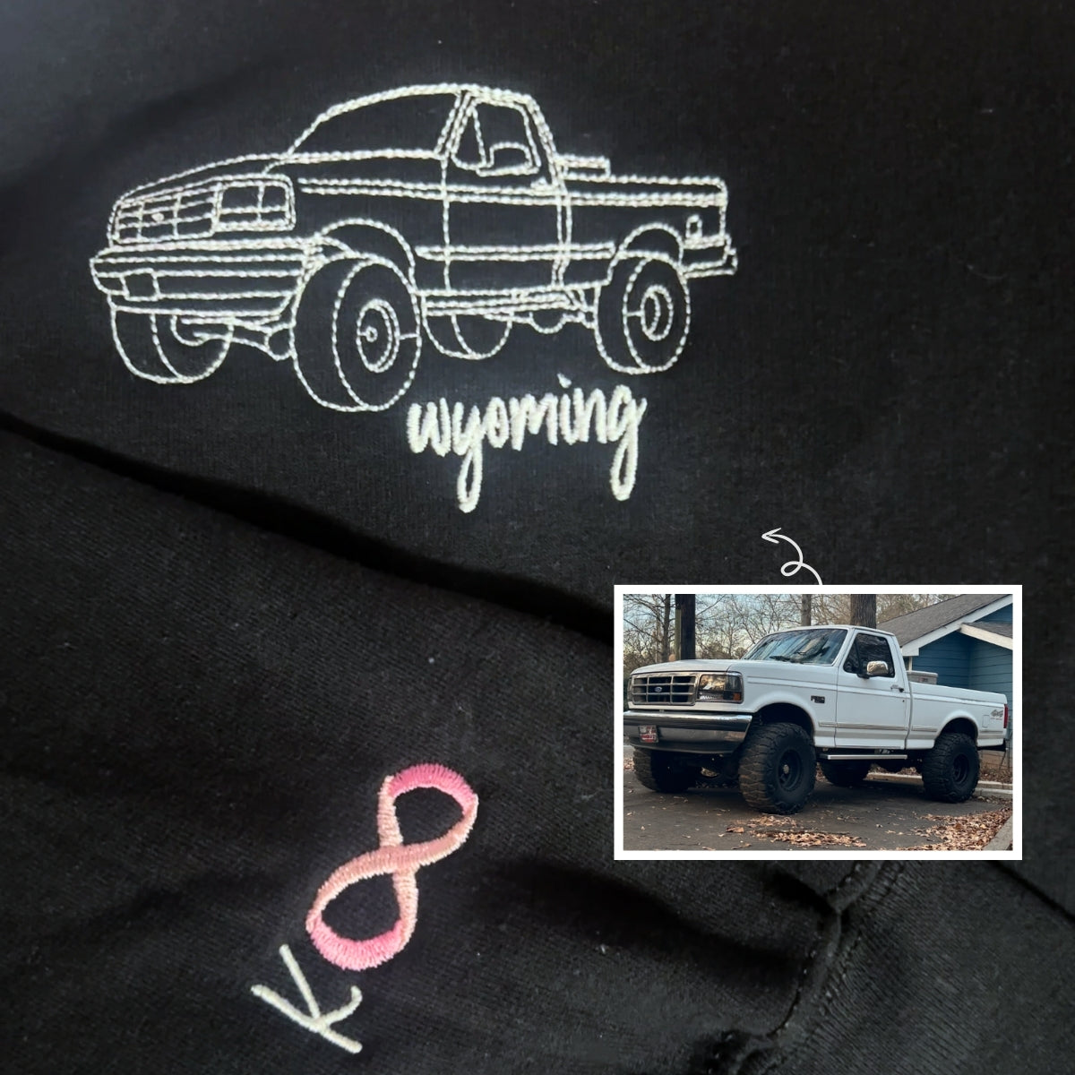 Individuell besticktes Trucker-Hoodie nach Ihrem Foto – Personalisierte Auto-Hoodies, personalisiertes Geschenk für LKW-Liebhaber
