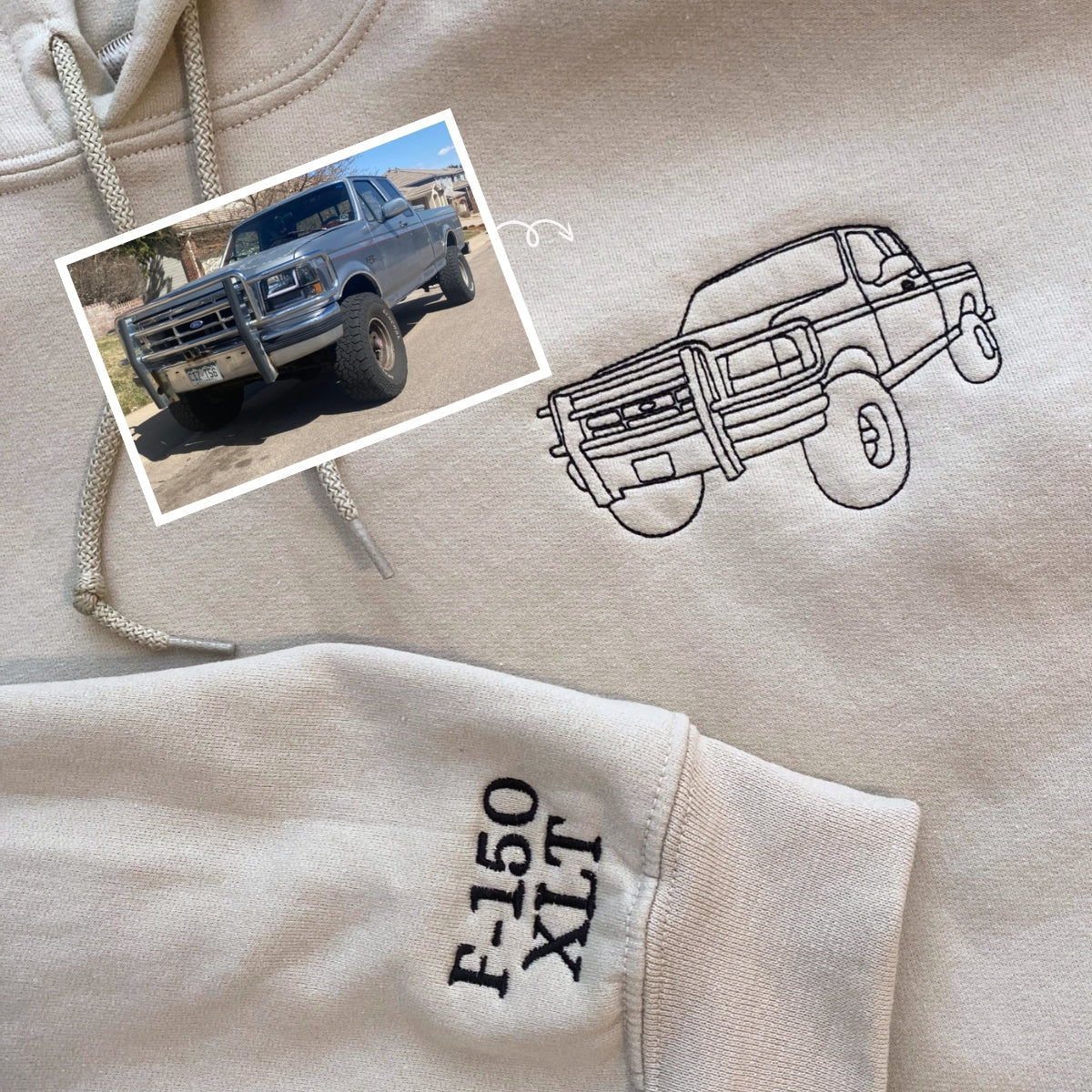 Individuell besticktes Trucker-Hoodie nach Ihrem Foto – Personalisierte Auto-Hoodies, personalisiertes Geschenk für LKW-Liebhaber
