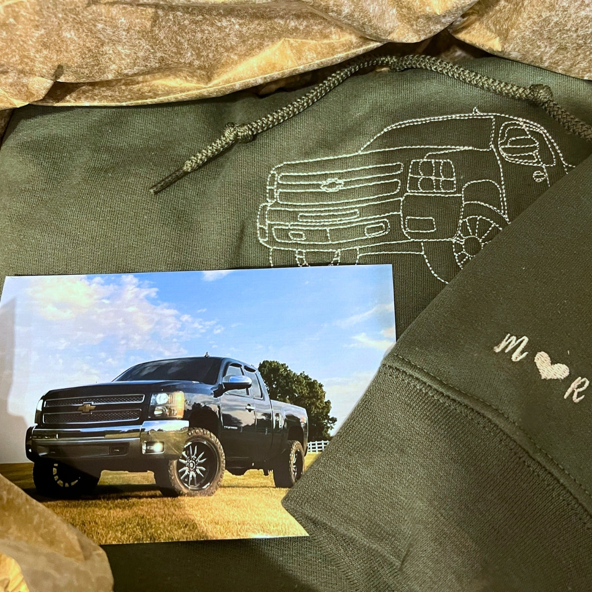 Individuell besticktes Trucker-Hoodie nach Ihrem Foto – Personalisierte Auto-Hoodies, personalisiertes Geschenk für LKW-Liebhaber