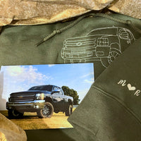 Individuell besticktes Trucker-Hoodie nach Ihrem Foto – Personalisierte Auto-Hoodies, personalisiertes Geschenk für LKW-Liebhaber