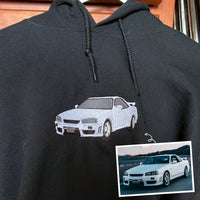 Individuell besticktes Trucker-Hoodie nach Ihrem Foto – Personalisierte Auto-Hoodies, personalisiertes Geschenk für LKW-Liebhaber