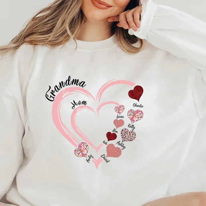 Muttertagsgeschenk, individuelles Oma-Herz-Sweatshirt, Sweatshirt/Hoodie/T-Shirt