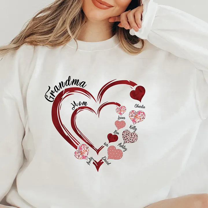 Muttertagsgeschenk, individuelles Oma-Herz-Sweatshirt, Sweatshirt/Hoodie/T-Shirt