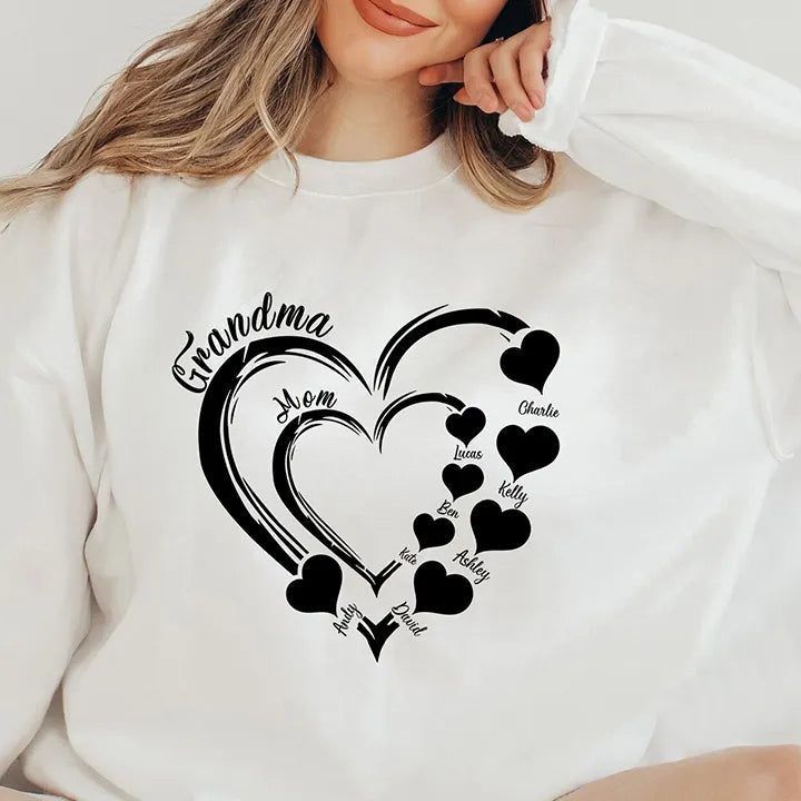 Muttertagsgeschenk, individuelles Oma-Herz-Sweatshirt, Sweatshirt/Hoodie/T-Shirt