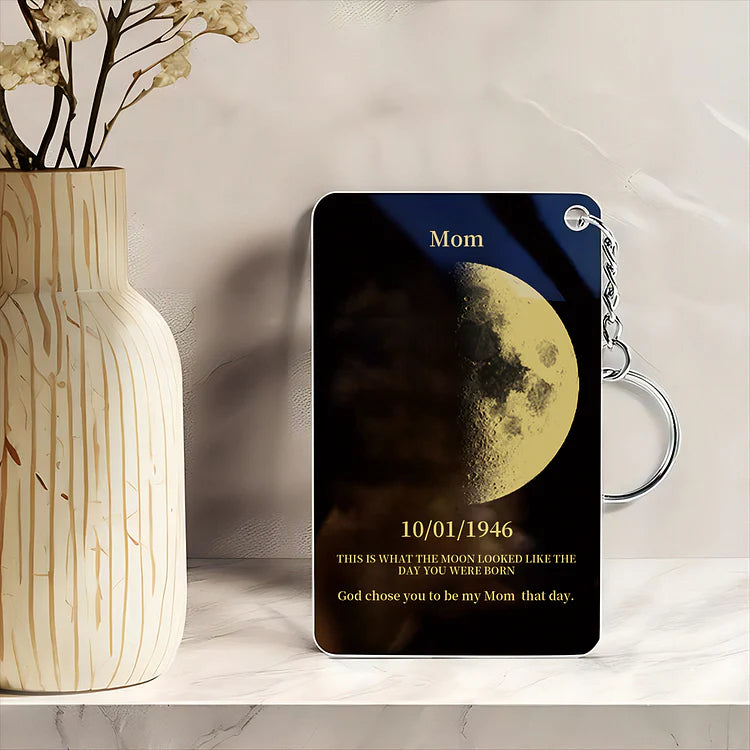 Muttertagsgeschenk, individueller Mondphasen-Schlüsselanhänger aus Acryl, Geschenke für Mama