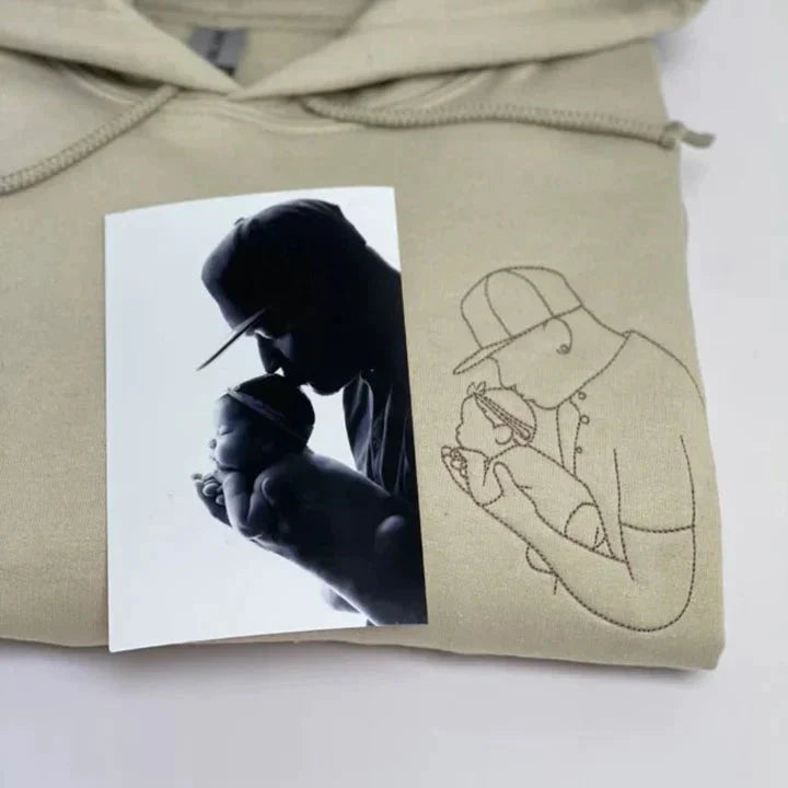 Sweat-shirt personnalisé avec photo portrait brodée, cadeaux uniques pour papa