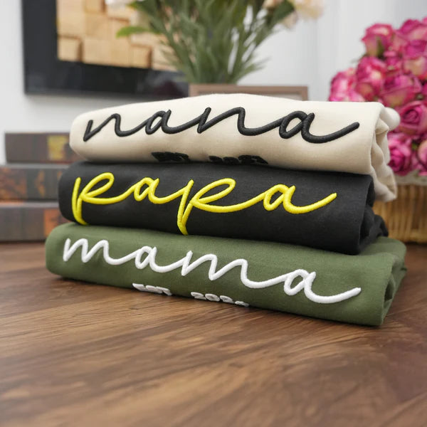 Besticktes Mama-Sweatshirt: Personalisierte Kindernamen & Datum – Geschenk für frischgebackene Mütter