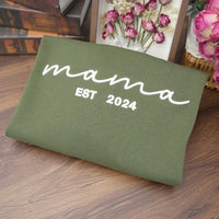 Besticktes Mama-Sweatshirt: Personalisierte Kindernamen & Datum – Geschenk für frischgebackene Mütter