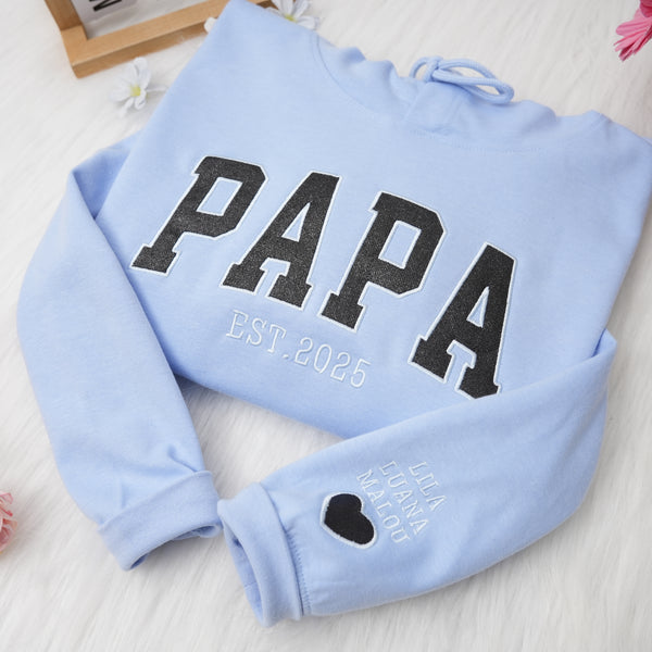 Personalisierte Papa Sweatshirts/T-Shirts mit Glitzerapplikationen