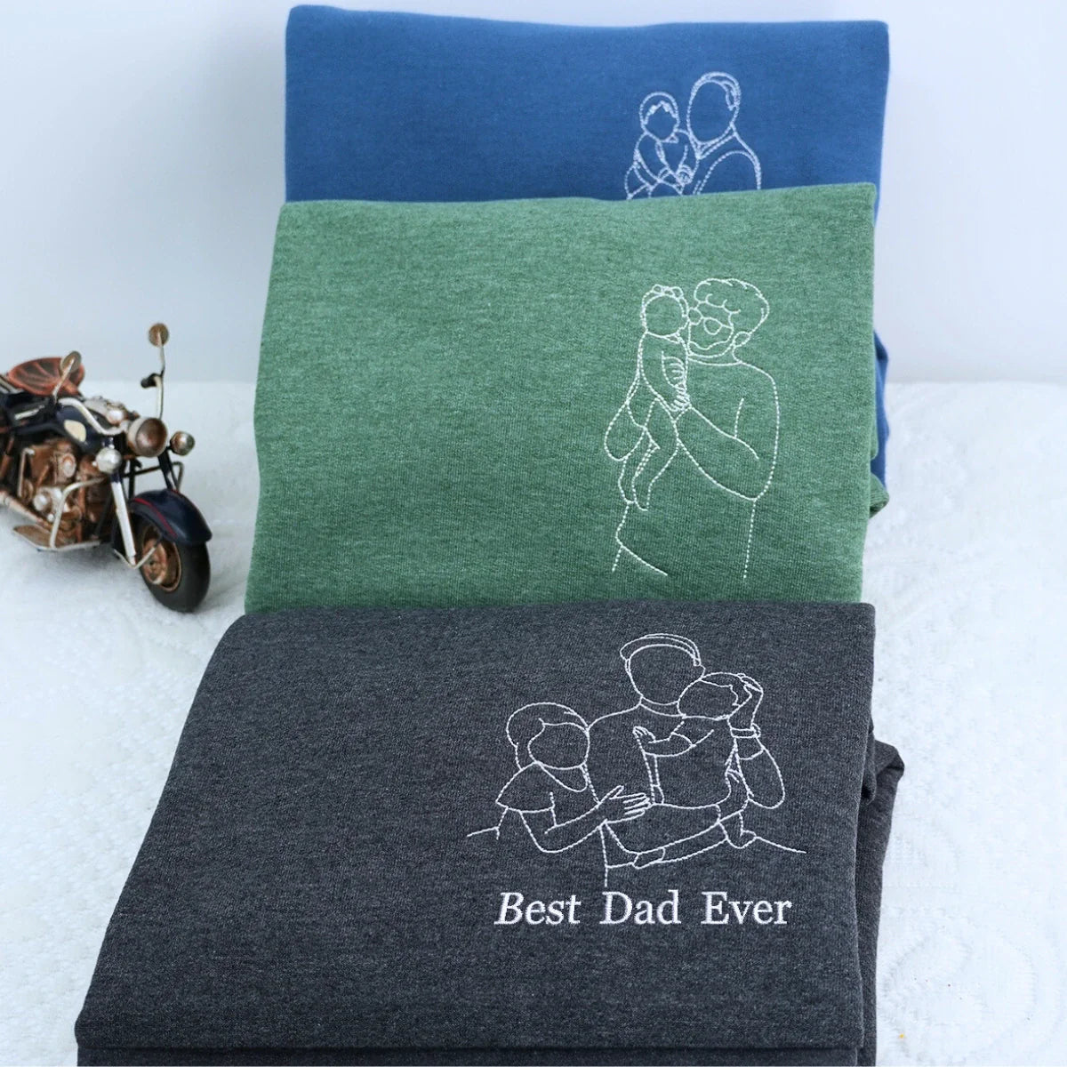 Sweatshirt met geborduurd portret, unieke cadeaus voor papa