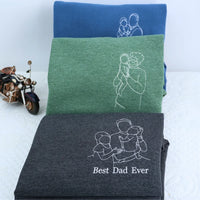 Sweatshirt met geborduurd portret, unieke cadeaus voor papa