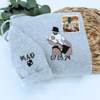 Benutzerdefiniertes besticktes Fotoportrait-Sweatshirt für Papa
