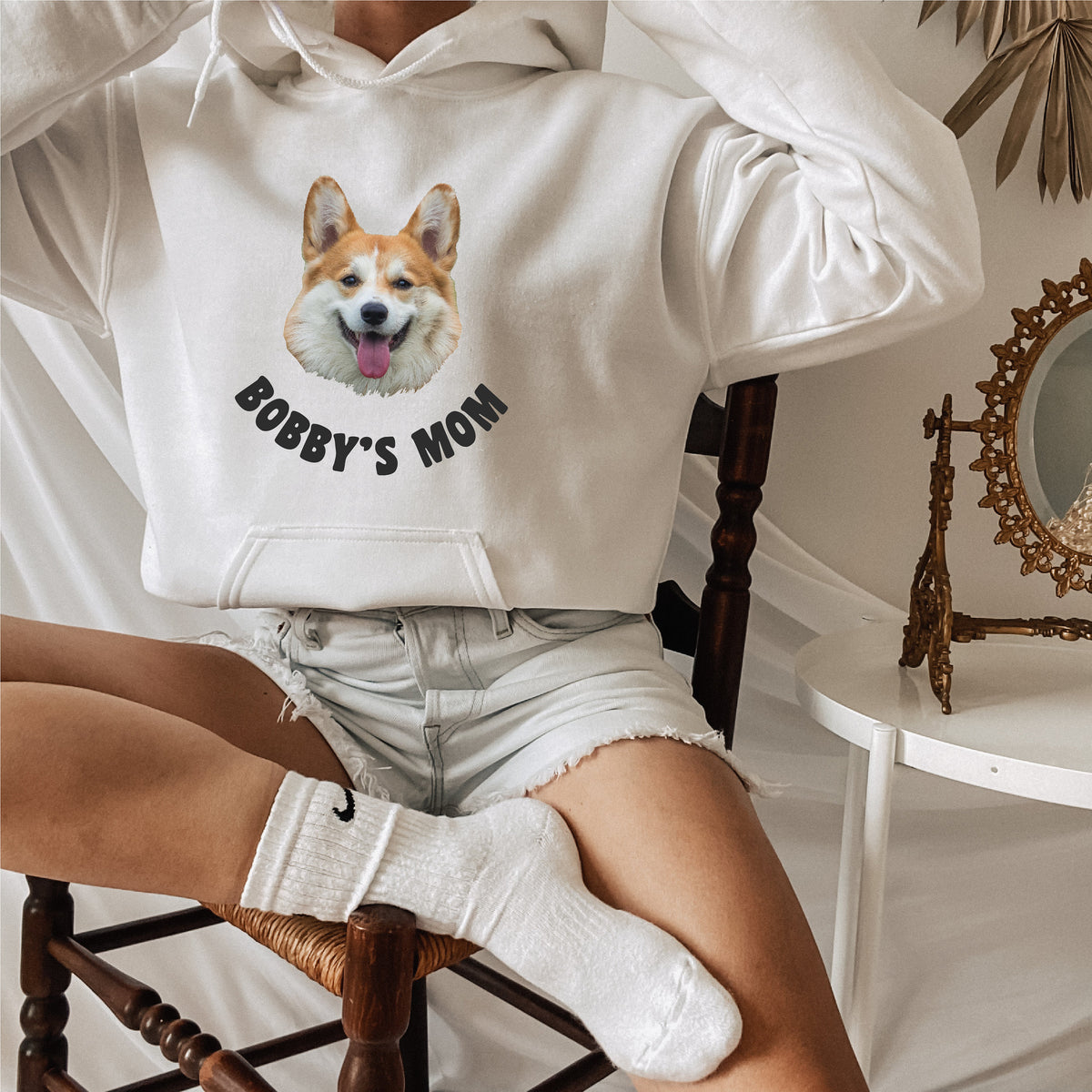 Personalisiertes Hunde-Foto-Sweatshirt mit Namen, Hunde-Mama-Katzen-Mama-Hoodie, Geschenk für beste Freunde, tägliches Sweatshirt, lässiges Sweatshirt