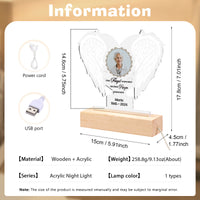 Personalisierter 1 Namen & Foto & Datum LED Nachtlicht mit Engelsflügeln – Deine Flügel waren bereit, aber unsere Herzen waren es nicht – Gedenk-Acryl-Nachtlampe