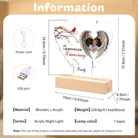 Personalisierter 1 Namen & 1 Foto LED Nachtlicht mit Engelsflügeln – In liebevoller Erinnerung – Gedenk-Acryl-Nachtlampe