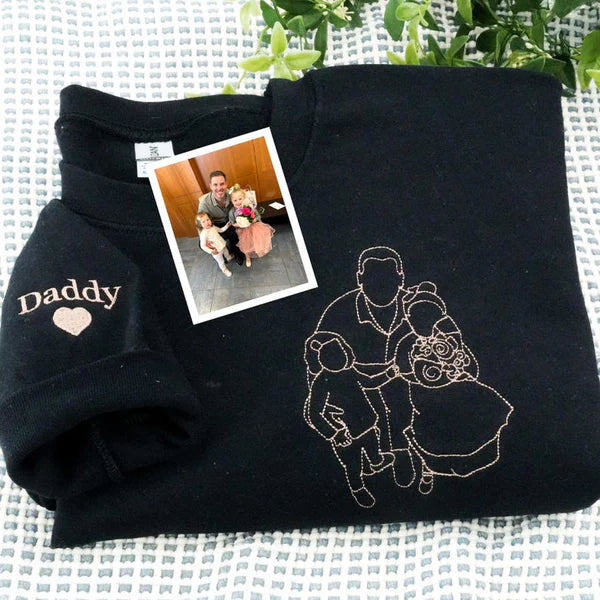Sweatshirt met geborduurd portret, unieke cadeaus voor papa